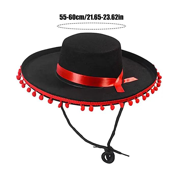 Chapeau de style espagnol doux Sombrero casquettes traditionnel Halloween Zoro fuzz ball mexicain