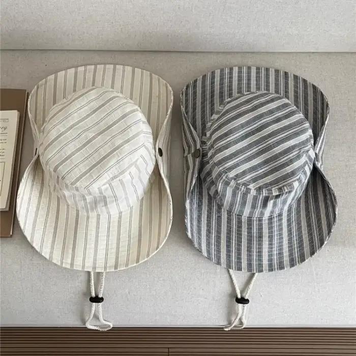 Chapeau de seau japonais rayé sport polyester pour hommes et femmes décontraction printemps été activités plein air camping randonnée