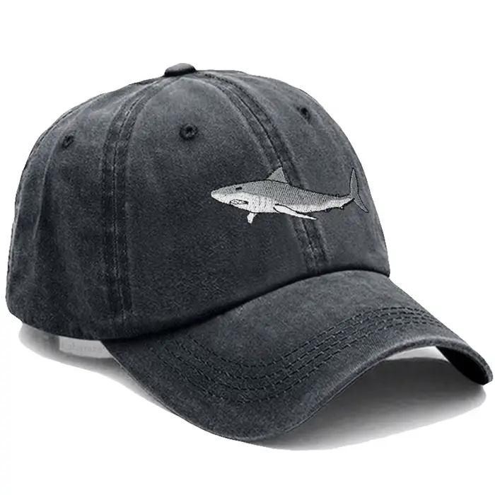 Casquette de baseball brodée avec un requin pour femmes et hommes
