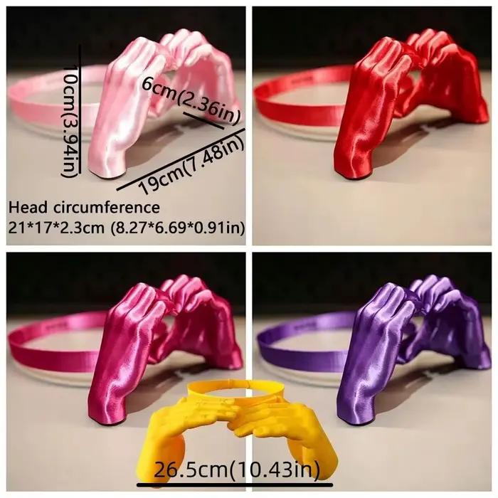 Chapeau de soleil 3D imprimé avec mains en forme de cœur amusantes