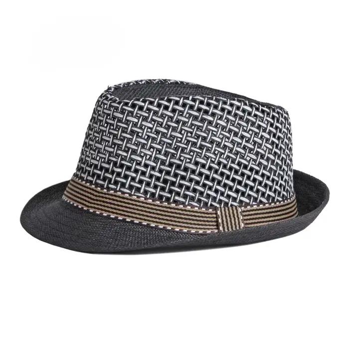 Chapeau d'été en paille respirante pour homme et femme multifonctionnel protection solaire occasion plage festival jazz rétro britannique fedora en maille noir