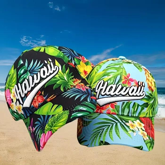 Casquette de baseball style Hawaï avec feuille de palmier tropicale
