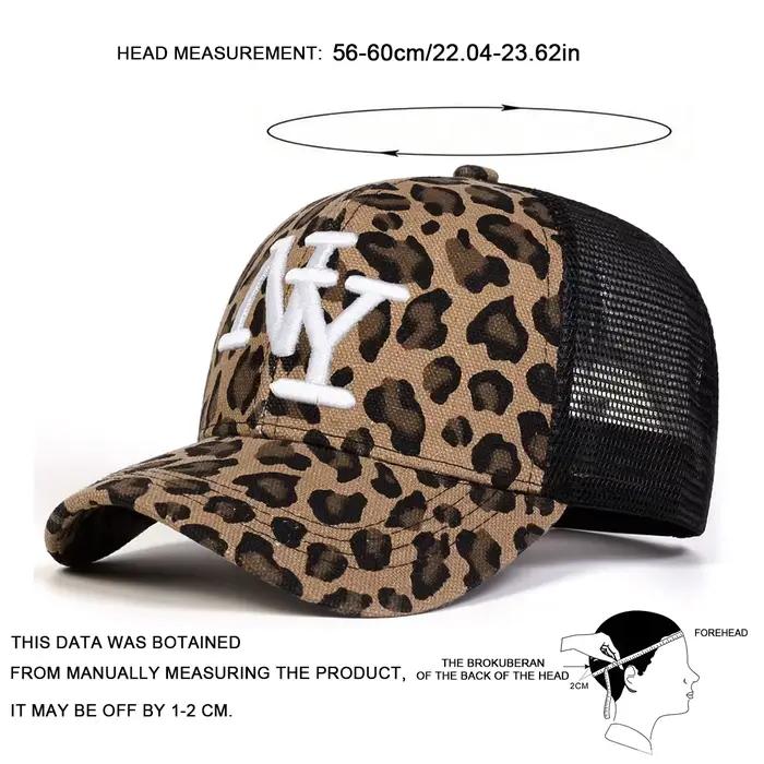 Casquettes de baseball unisexes avec broderie de lettres NY et imprimé léopard