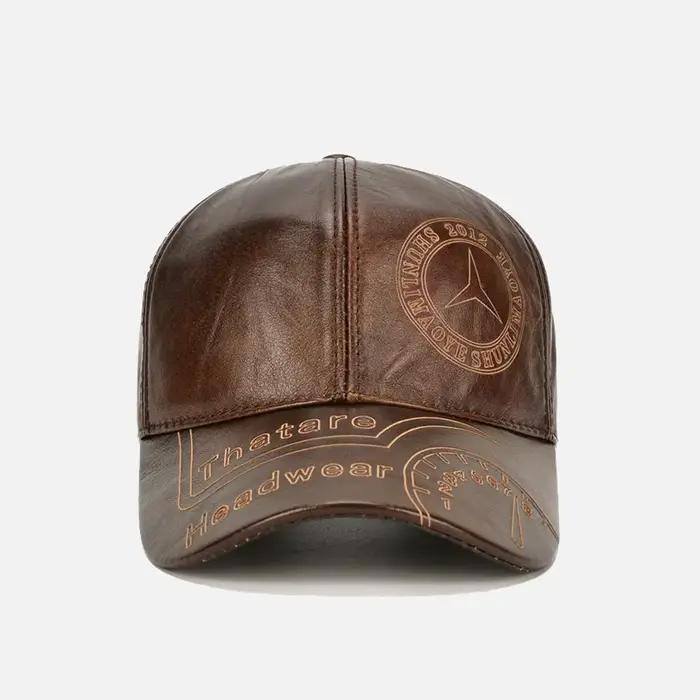 Casquette de Baseball en cuir de vache véritable pour homme