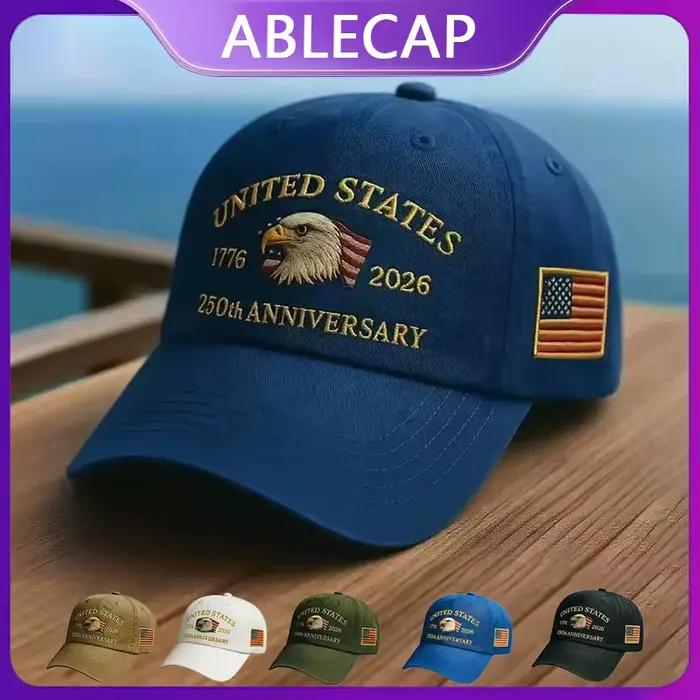 Casquette ABLECAP 250e Anniversaire USA Casquettes de Baseball Brodées Aigle pour Hommes et Femmes Occasions Spéciales Patriotisme Vintage