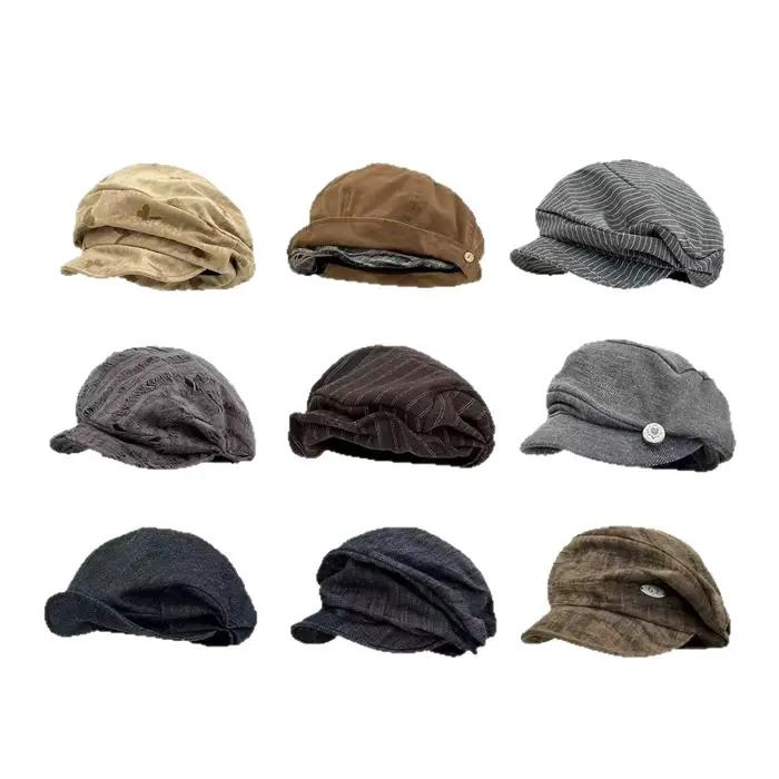 Béret rond en métal léopard coréen pour femmes