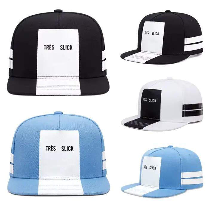 Nouveau TRES SLICK rayé bord plat chapeau rue HipHop chapeau de baseball unisexe sportif protection solaire ajustement réglable quatre saisons occasions décontractées