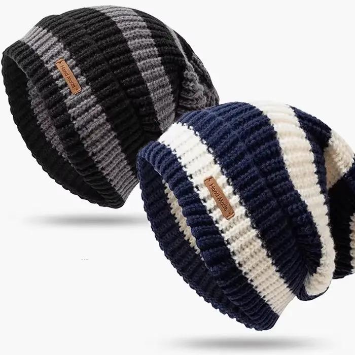 Chapeau tricoté rayé tendance coréenne