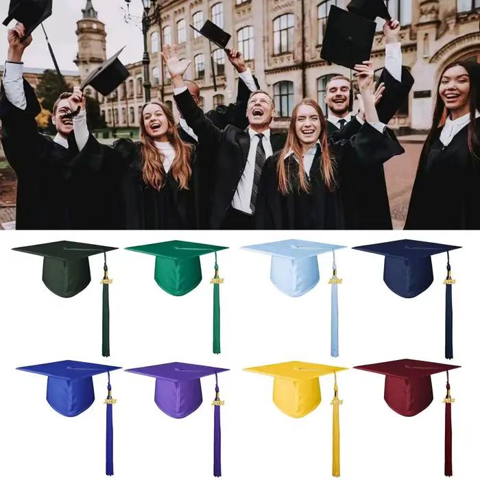 Casquette de remise de diplôme mate unisexe avec breloque à pompon de 2026 ans