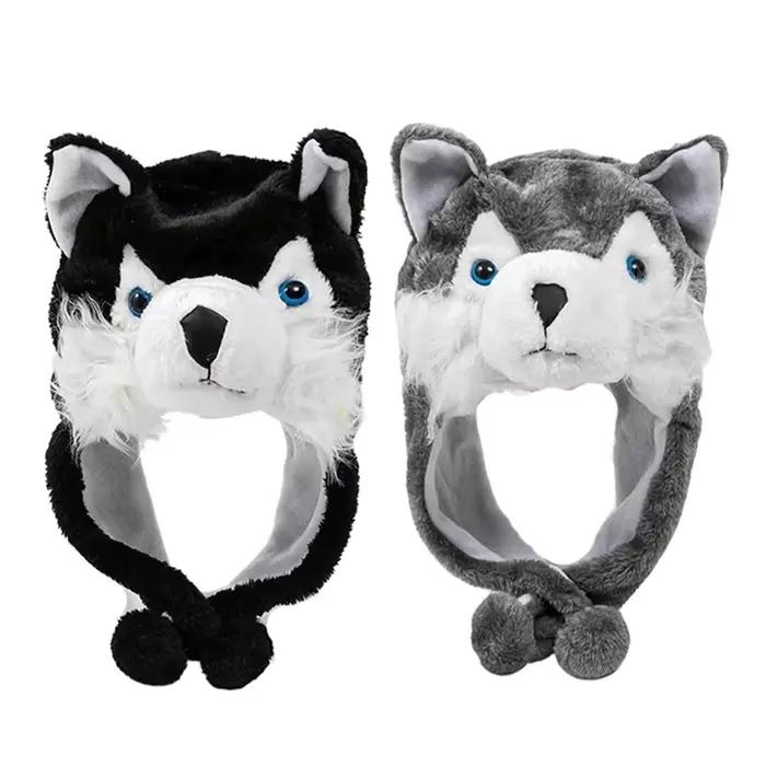 Chapeau chaud coupe-vent en peluche de loup pour adultes