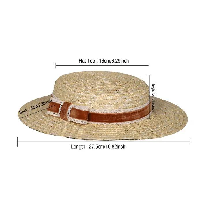 Chapeau bibi vintage en paille à bord court FS pour femme