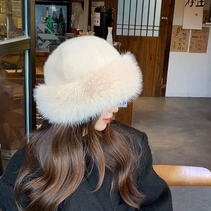 Chapeau moelleux en fausse fourrure pour femme