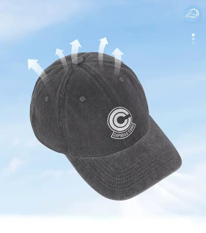 Casquette de baseball unisexe en coton délavé avec logo Capsule Corp