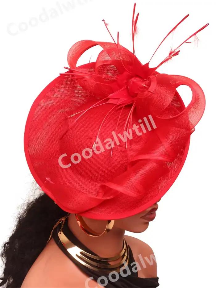 Mode nouvelle plume fleur Fascinator chapeau élégant femmes fête thé casque Femme course charmant pilulier