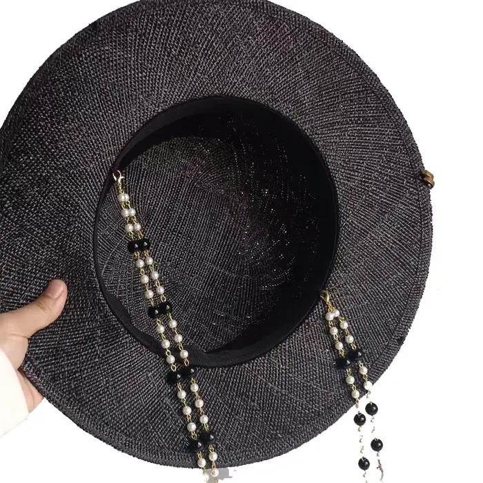 Chapeau de paille d'été DIY personnalisé fait main avec chaîne de perles