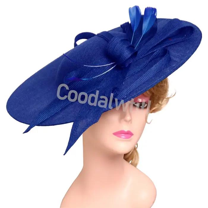 Chapeau Épingles à Cheveux Violet Royal Ascot Lin pour Femmes Fêtes Mariages Occasions Spéciales