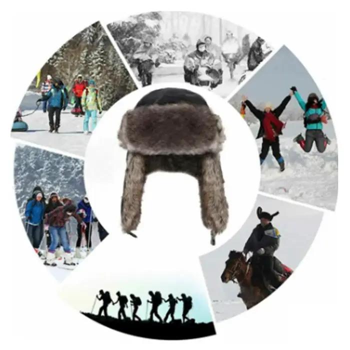 Hommes femmes trappeur Bomber chapeaux russe Ushanka chaud hiver fourrure oreillette chapeau Sports de plein air ski chasse pêche casquette en peluche