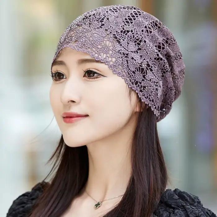 Chapeau en dentelle à fleurs polyester pour femmes, style sport, résistant, respirant, adapté aux occasions décontractées, été et printemps