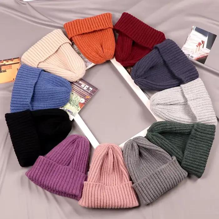 Hiver bébé Bonnet Simple couleur unie enfant en bas âge tricoté chapeau classique automne chaud enfants garçon fille
