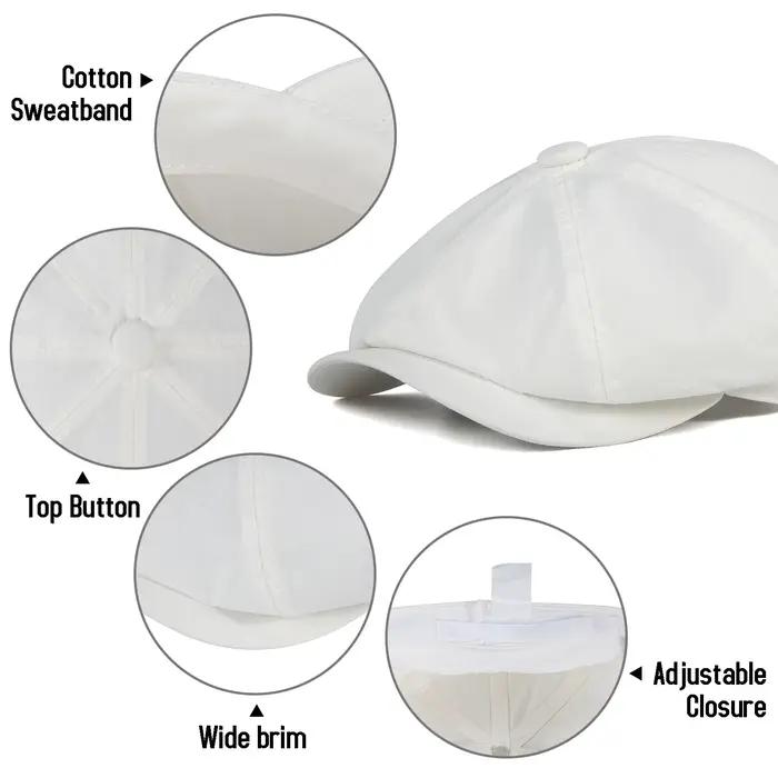 BOTVELA Chapeau Gatsby Newsboy pour Homme 100% Coton Vintage Plat Ivy Driving Cabbie Cap