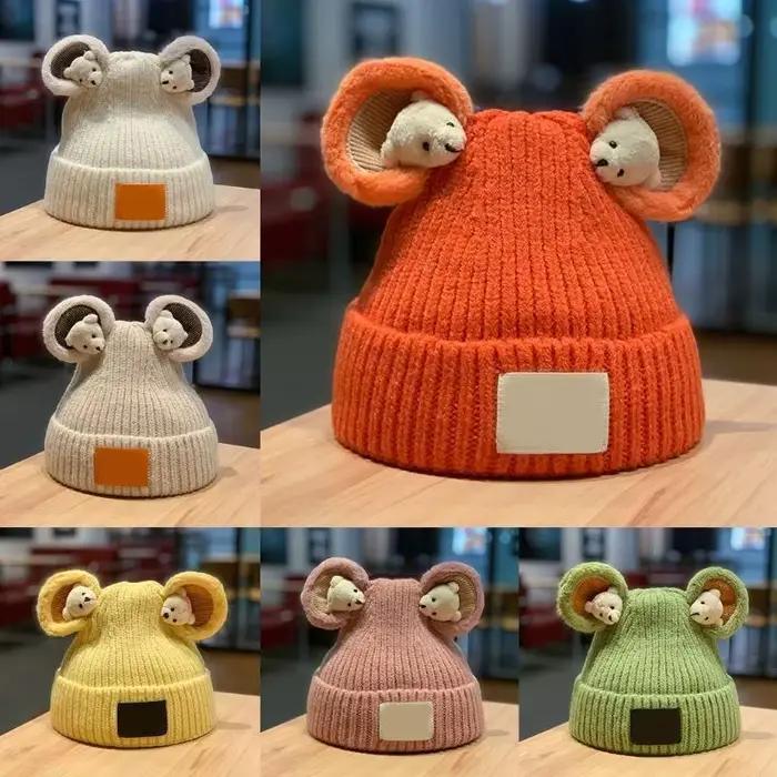 Chapeau tricoté ours mignon décontracté