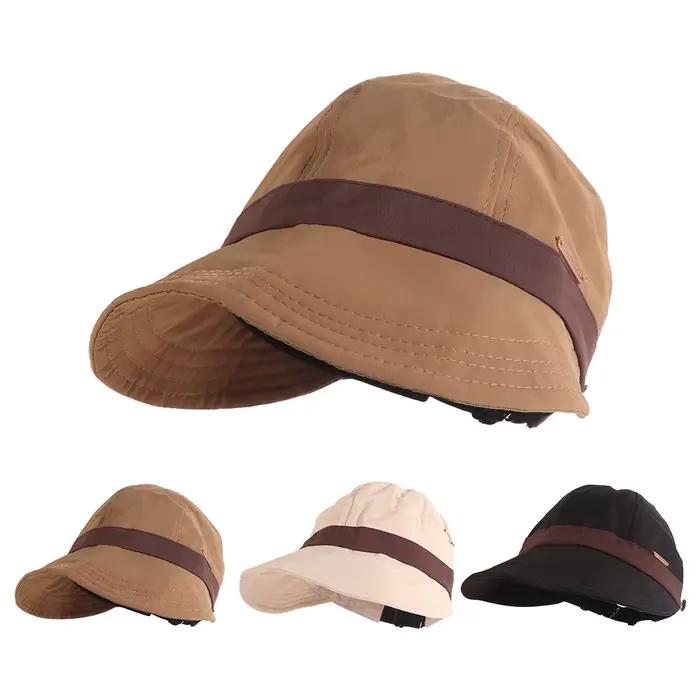 Chapeau de pêcheur décontracté à large bord chapeau de soleil respirant couleur unie pour extérieur plage avec crochet masque coupe vent canard style confort protection soleil