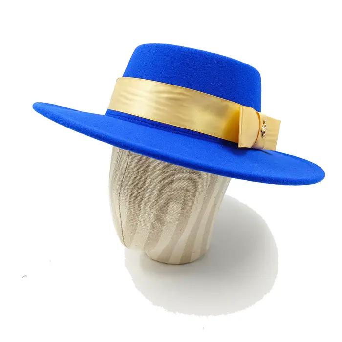 Chapeau Fedora orange à bord large