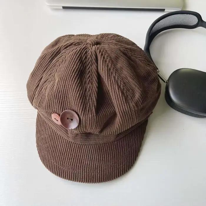 Béret Vintage en velours côtelé pour femmes