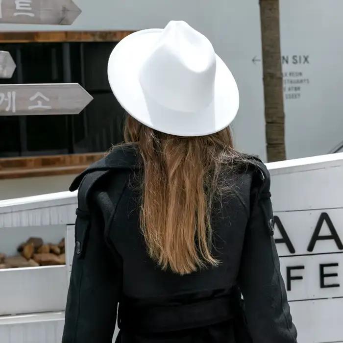GEMVIE – chapeau Fedora à large bord pour homme et femme