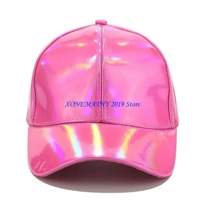 Casquette Baseball en Simili Cuir Holographique Arc-en-Ciel pour Femmes Occasions Spéciales Festival Musique Plage Mode Hiver Printemps