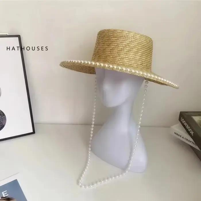 Chapeau de soleil en paille de blé pour femmes