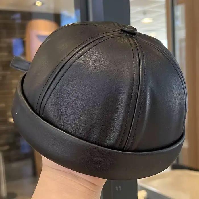 Chapeau de propriétaire en cuir vintage de printemps et d'été avec hip hop réglable