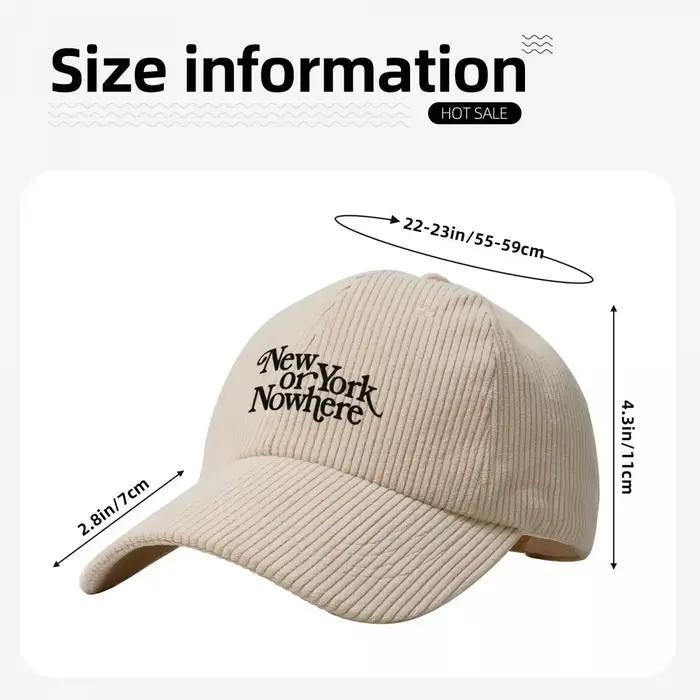 Casquette de Baseball en Velours Côtelé pour Homme et Femme