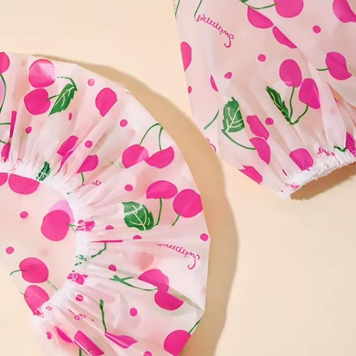 Bonnet de douche imprimé cerise/cœur