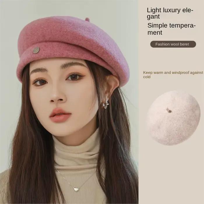 Béret chapeau femmes automne hiver lumière luxe laine mélange montrer visage petit peintre de mode chapeaux angleterre rétro bourgeon casquette
