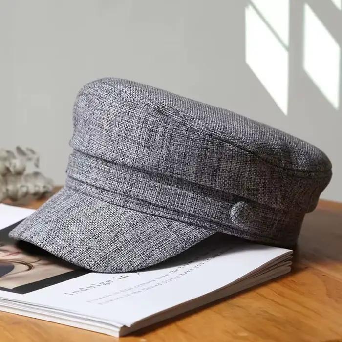 Chapeau d'été pour femme style rétro britannique couleur unie respirant casquette plate newsboy chapeau de soleil décontracté casquette militaire béret occassions estivales
