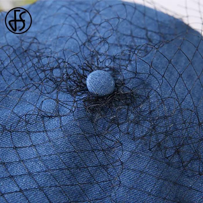 Béret en Denim bleu marine rétro britannique pour femmes