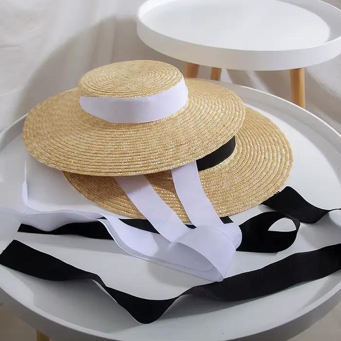 202606-shi Nouveauté Tendance : Chapeau de soleil chic en paille naturelle faite à la main pour femme