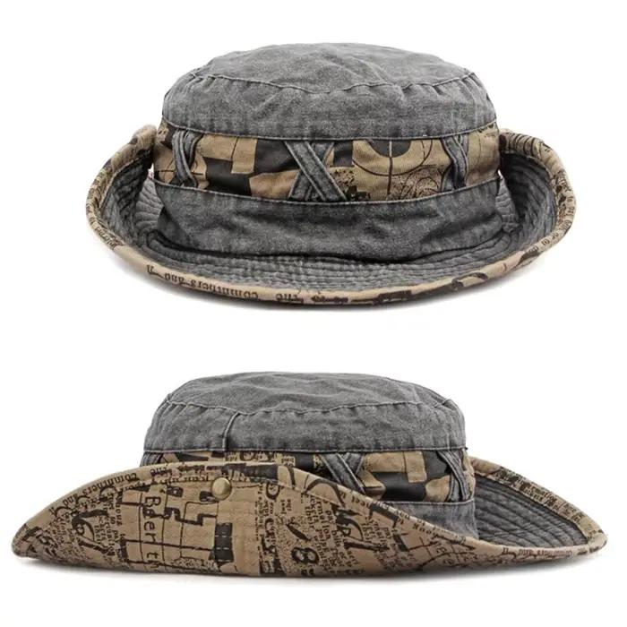 Chapeau de plein air en coton lavé unisexe pour hommes et femmes, protection solaire, patchwork, style sport, décontracté, pêche, randonnée, été