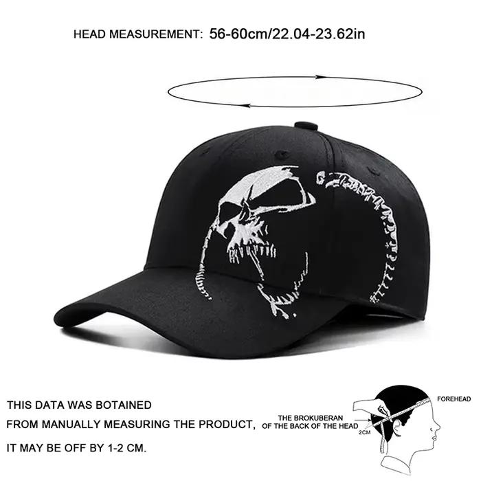Casquettes de baseball unisexes avec broderie de motif de crâne latéral