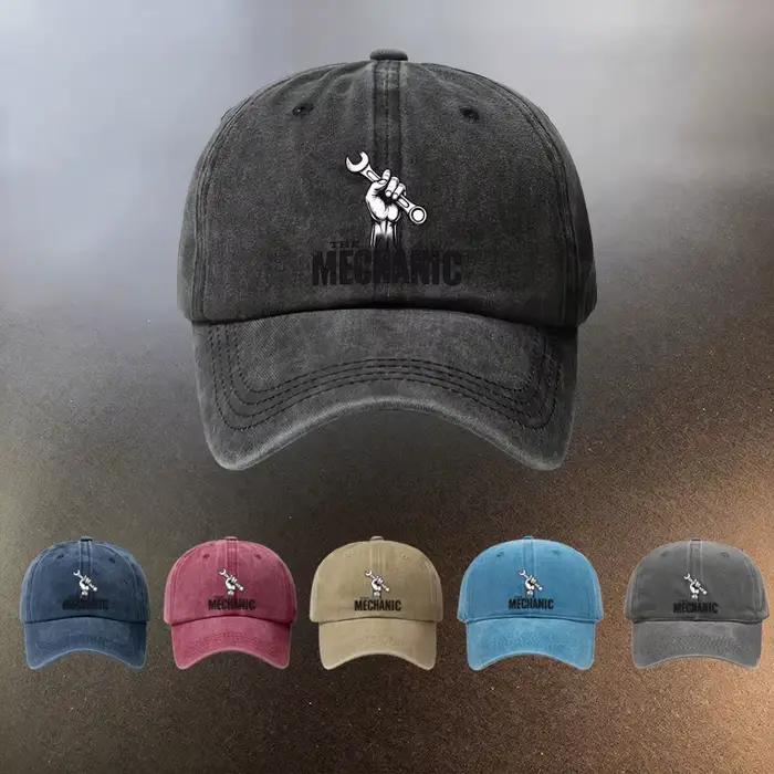 Casquette imprimée délavée style mécanicien