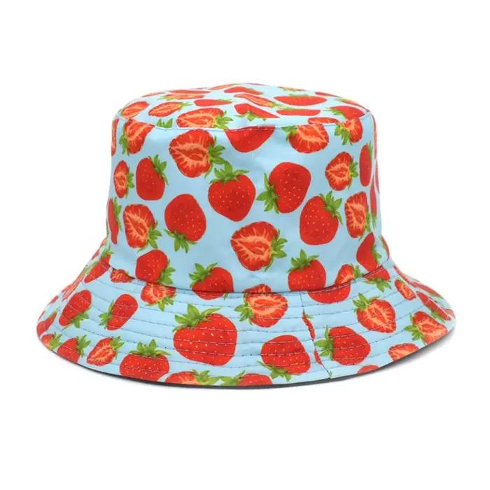 Chapeaux Bob Réversibles à Imprimé Fraise pour Femmes et Hommes