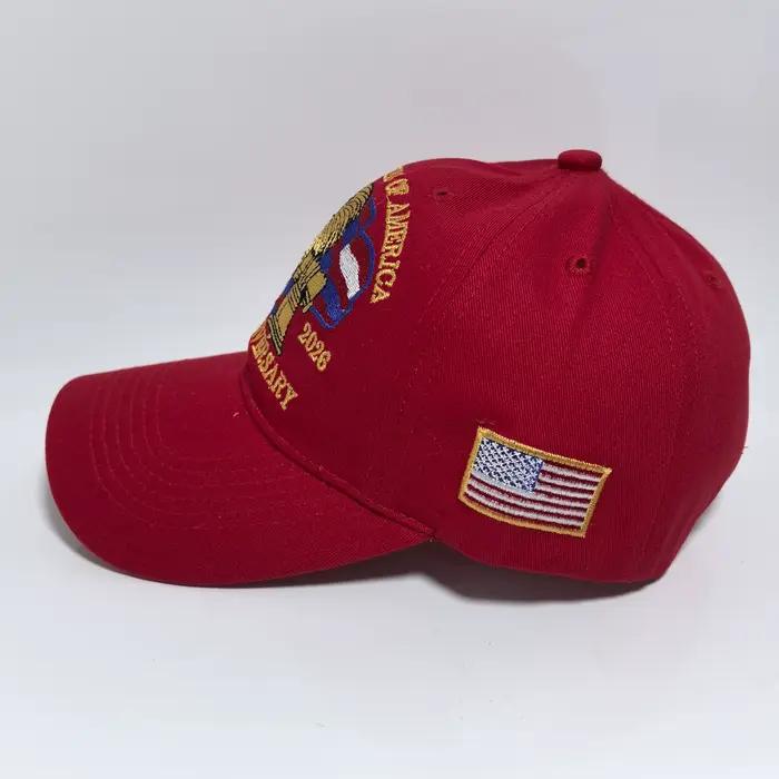 Casquette de baseball américaine pour le 250e anniversaire avec broderie du drapeau - Chapeau de soleil américain simple avec un design confortable et respirant
