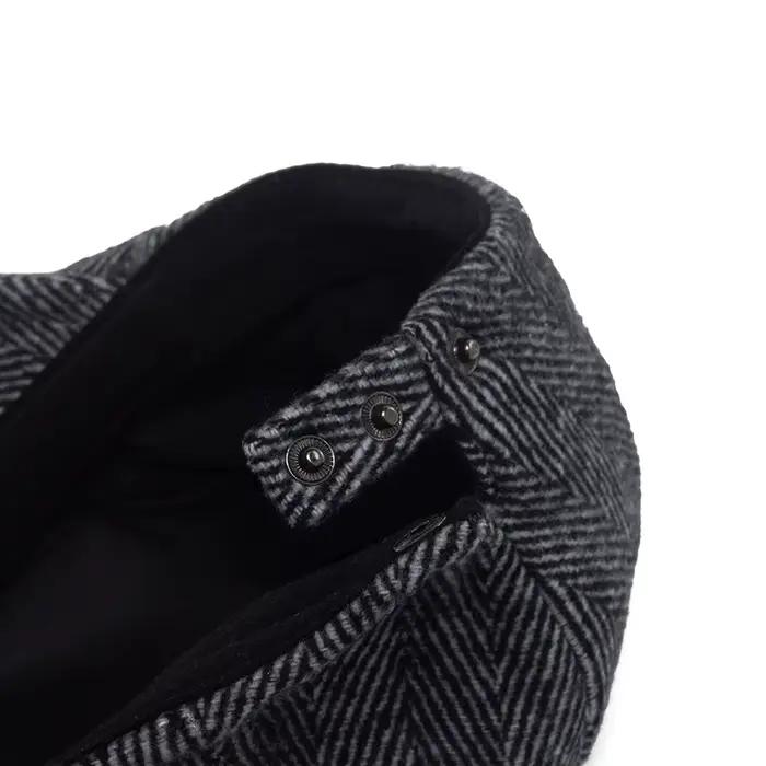 Vintage grande béret à chevrons pour hommes automne hiver chaud décontracté casquette de gavroche mode femmes chapeau plat Double boutonnage réglable