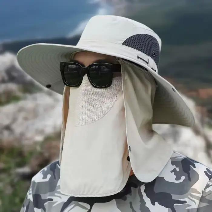 Chapeau de pêche à large bord avec masque
