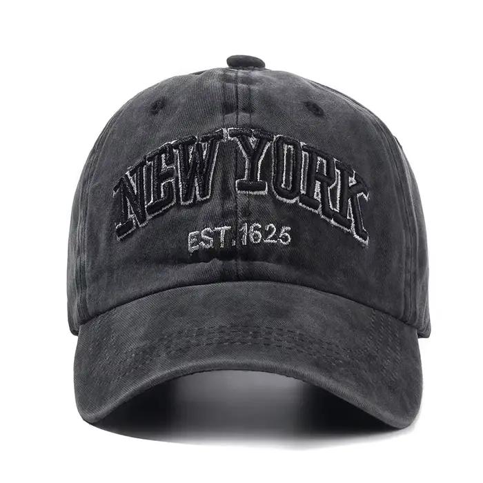 Casquette en coton délavé de New York pour hommes et femmes