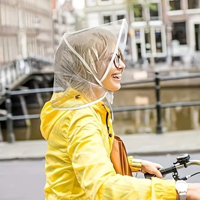 Chapeau de pluie transparent réutilisable avec visière