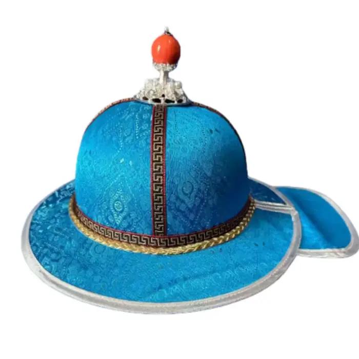Chapeau mongol à pointe dorée pour hommes élégant et noble pour danse traditionnelle et cérémonies