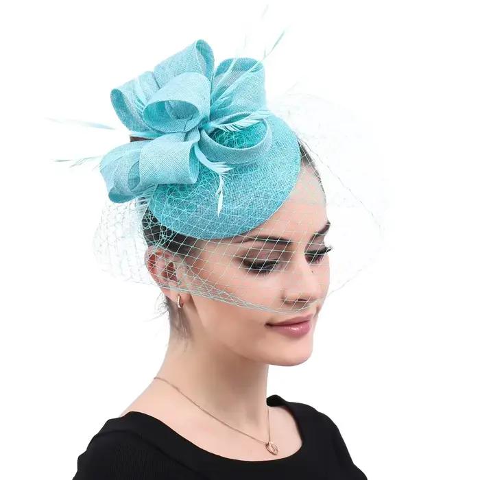 Chapeau de mariée en plumes roses pour mariage cocktail soirée chic occasion spéciale femmes elegant multicolore personnalisable