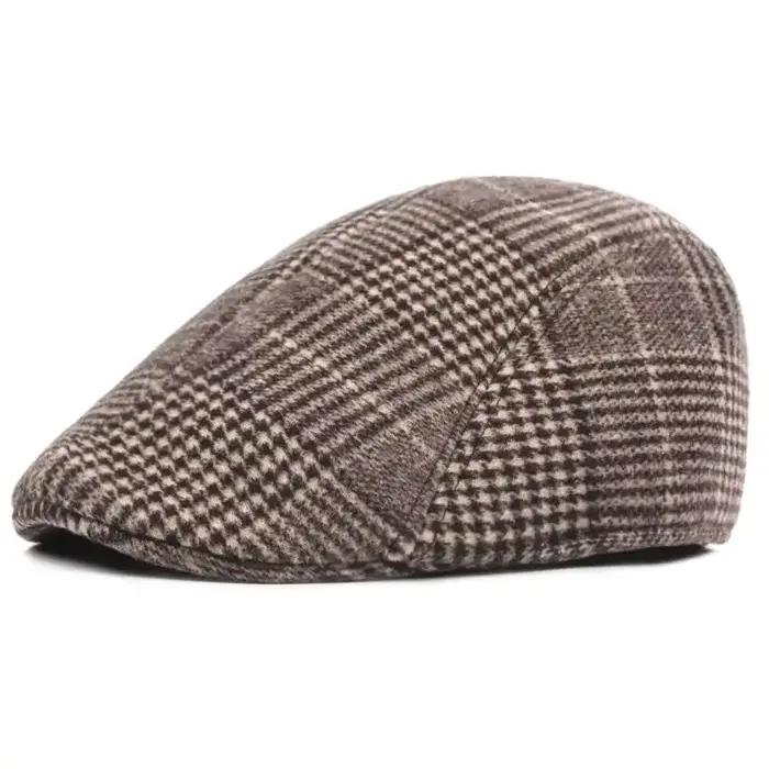 Béret homme rétro plaid coton acrylique polyvalent pour hommes toutes saisons occasions extérieures style sportif non-conformiste